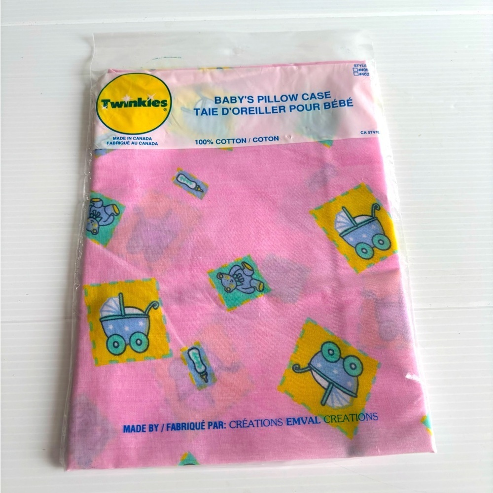 Vintage 90s Emval Creations Baby Pillowcase Pink